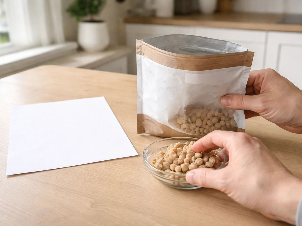 Pet owner separating freeze-dried chicken food from recalled packaging after a safety concern