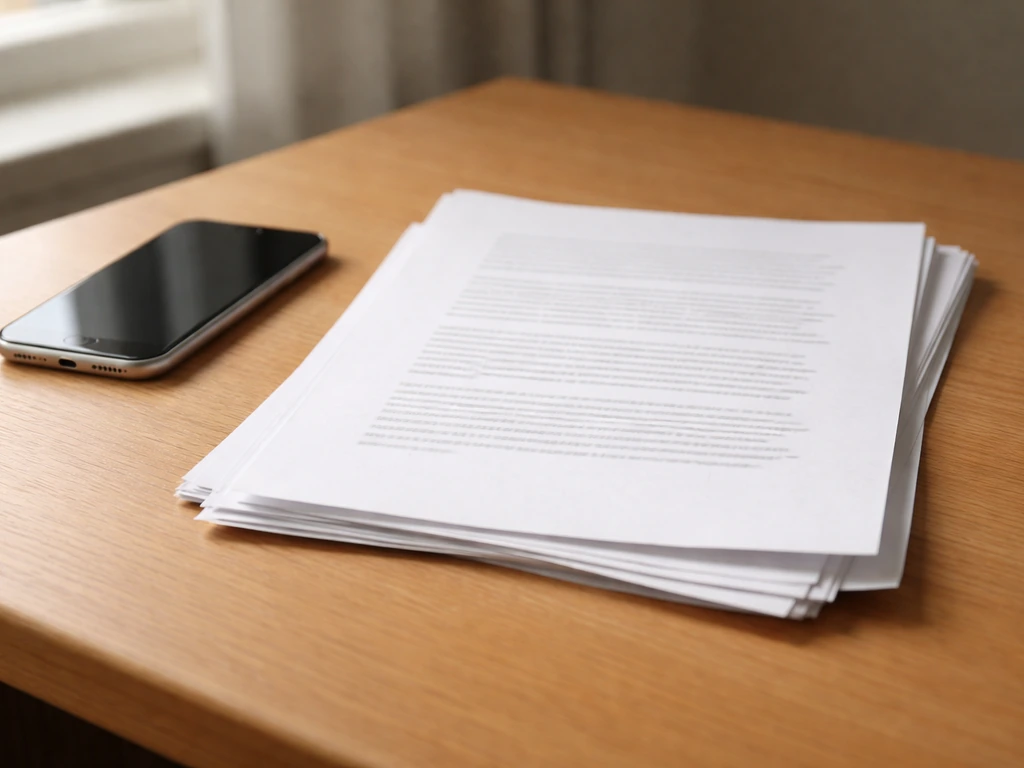 Close-up of a smartphone and printed documents on a desk, suggesting differing update times and reports.