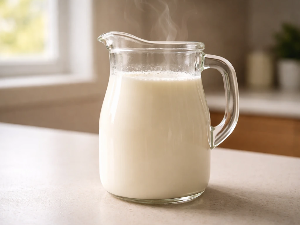 Milk jug with subtle steam heat lines suggesting pasteurization for safety against bird flu